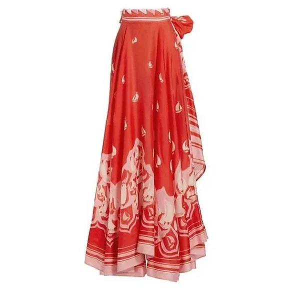 Zimmermann's High Tide tie-waist skirt is crafted of linen and silk. Size 0